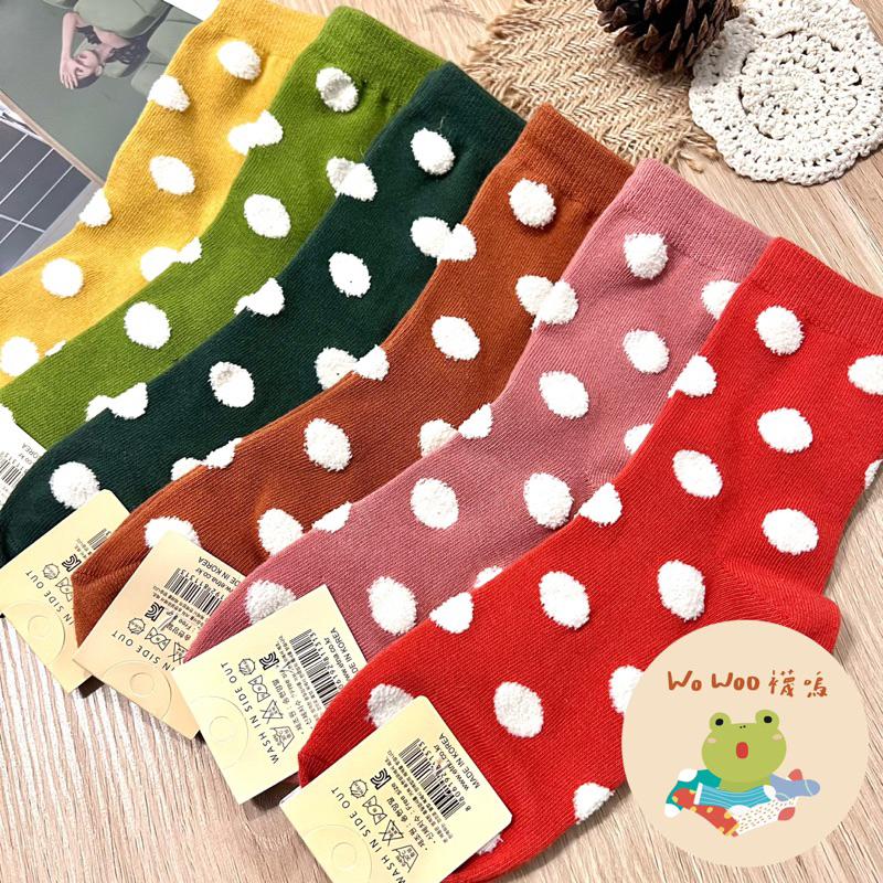 <部分現貨>wowoo襪嗚▸立體毛茸茸圓點中筒襪 韓國襪子-細節圖5