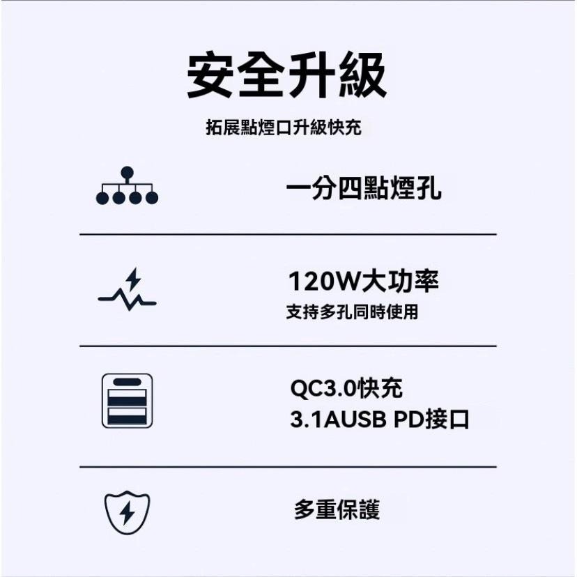 一拖四智能轉接頭 快充QC3.0+PD30W 多功能手机快傳輸 周邊百貨 快速充 四個接口傳輸 可充電 點菸器擴充-細節圖9