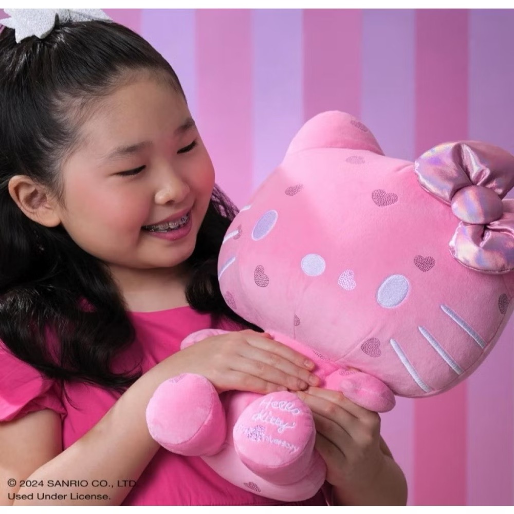 美國HELLO KITTY凱蒂貓50週年限定版粉紅抱抱娃娃 玩偶 布偶 玩具 生日禮物 聖誕禮物 情人節禮物-細節圖5