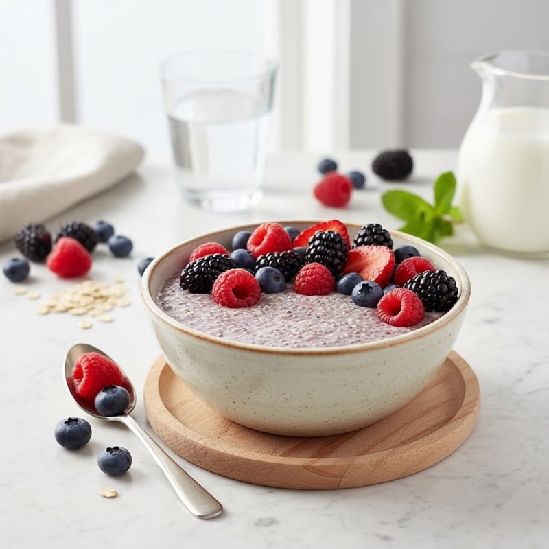 台灣現貨👍日本好市多 莓果奇亞籽燕麥片 800克 Overnight Chia & Oat 高纖早餐 加水即食-細節圖4