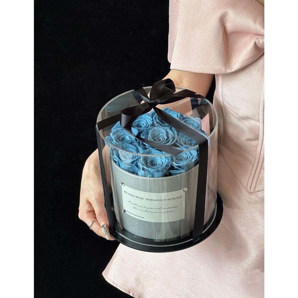 皮革永生花抱抱桶禮盒-細節圖2