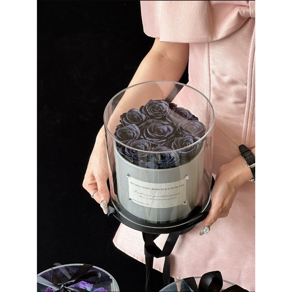 皮革永生花抱抱桶禮盒-細節圖3