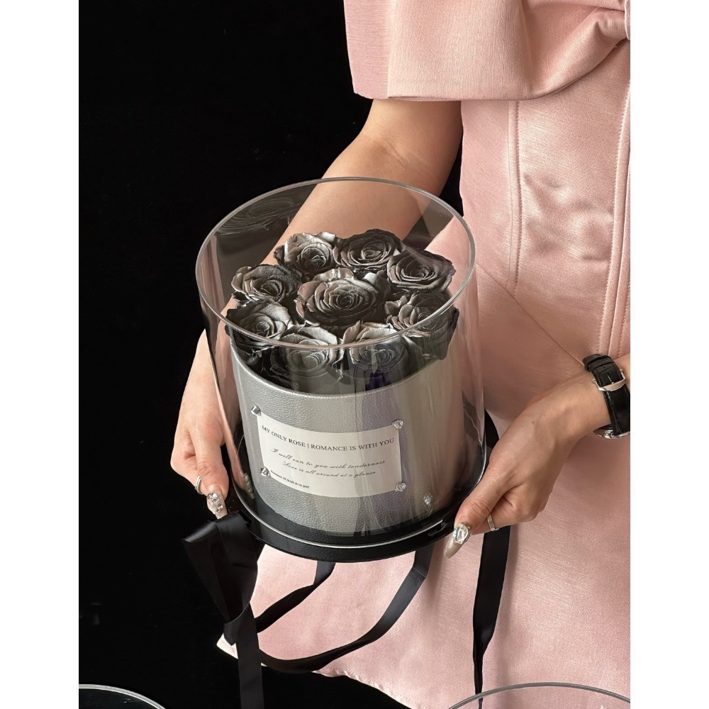 皮革永生花抱抱桶禮盒-細節圖5