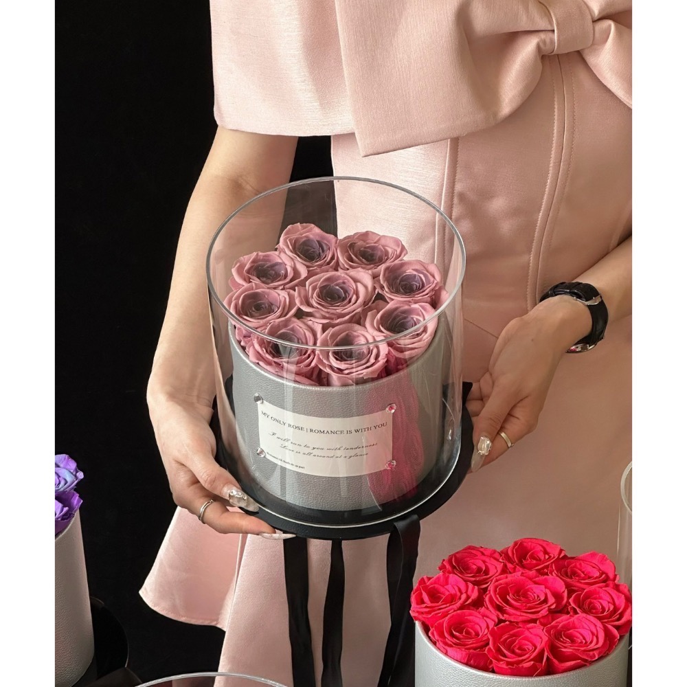 皮革永生花抱抱桶禮盒-細節圖6