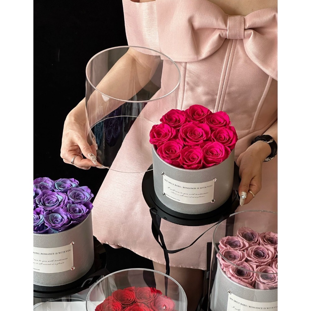 皮革永生花抱抱桶禮盒-細節圖7