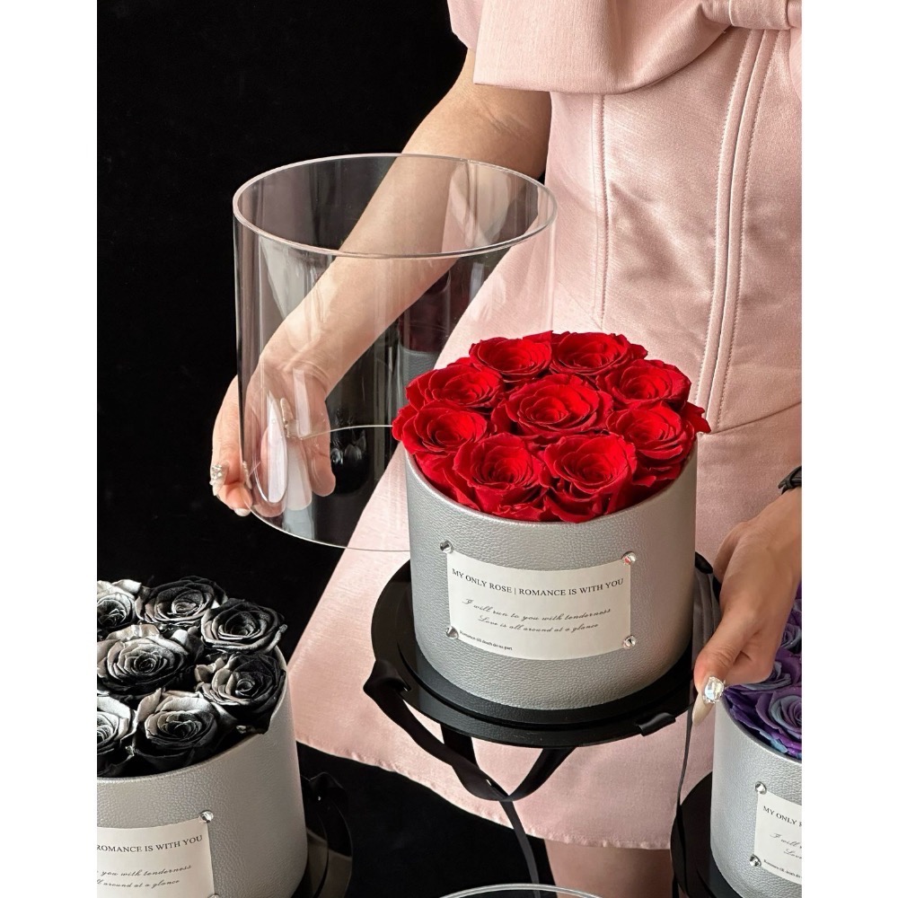 皮革永生花抱抱桶禮盒-細節圖9