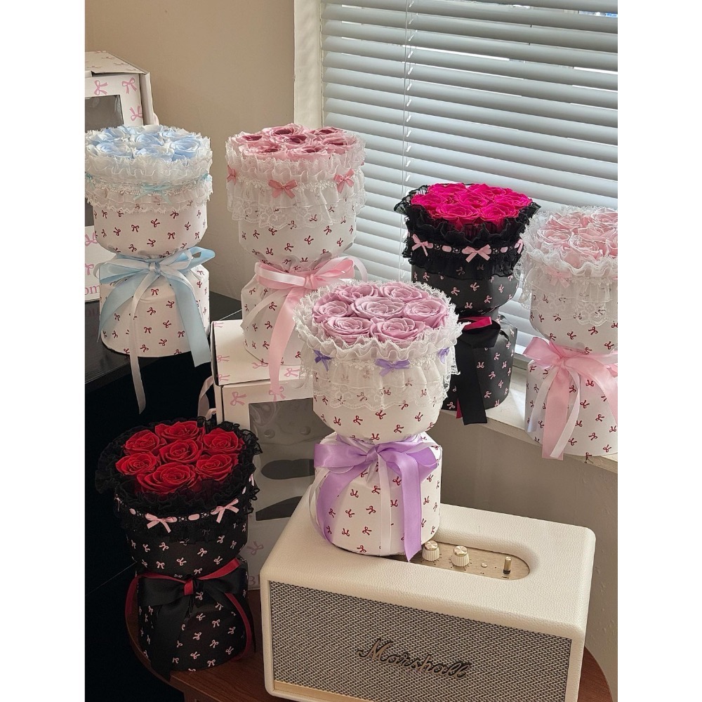 蝴蝶結永生花束禮盒-細節圖2