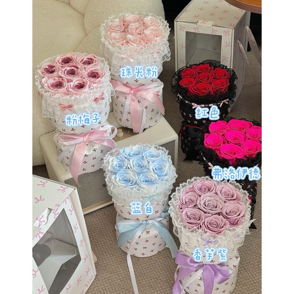 蝴蝶結永生花束禮盒-細節圖3