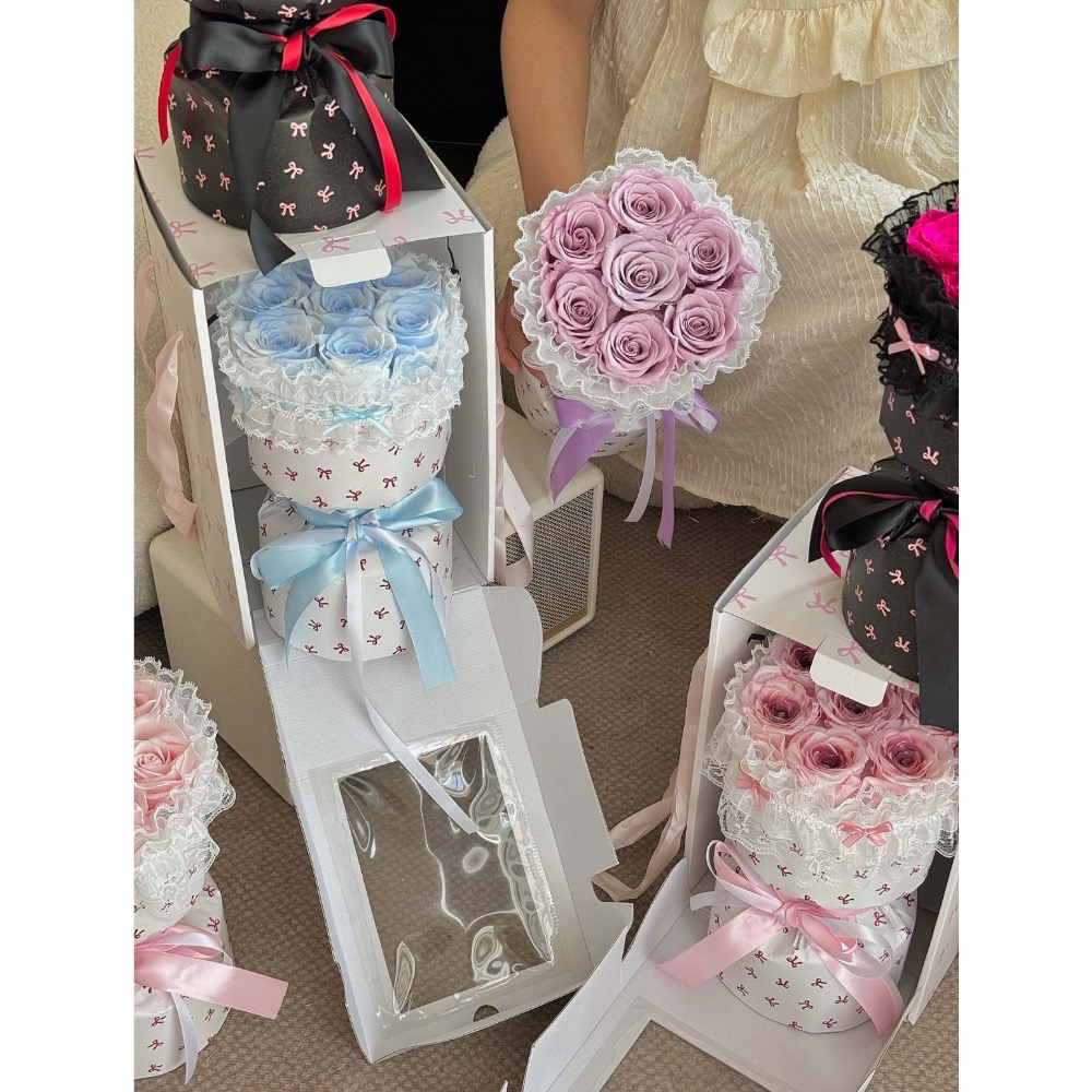 蝴蝶結永生花束禮盒-細節圖4