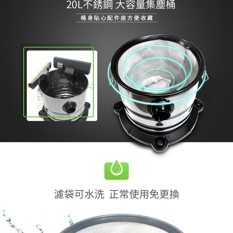 【VITA】營業用乾溼吹三合一不鏽鋼吸塵器 VT-707(20L/吸水/吹風/HEPA濾網)-細節圖6