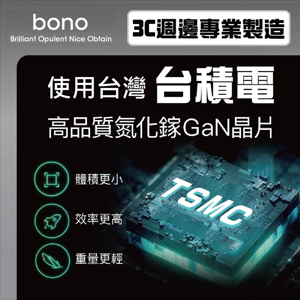 【bono】急速65W GaN 氮化鎵充電器(3孔輸出/可充筆電、平板、手機、任天堂Switch)-細節圖4