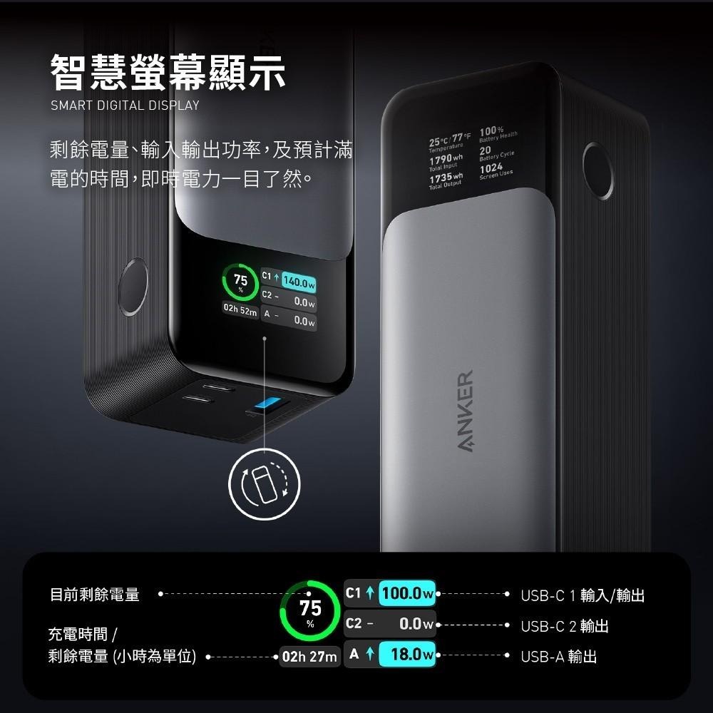Anker 737 Power Bank 24000mAh行動電源 140W雙向快充 A1289-細節圖7