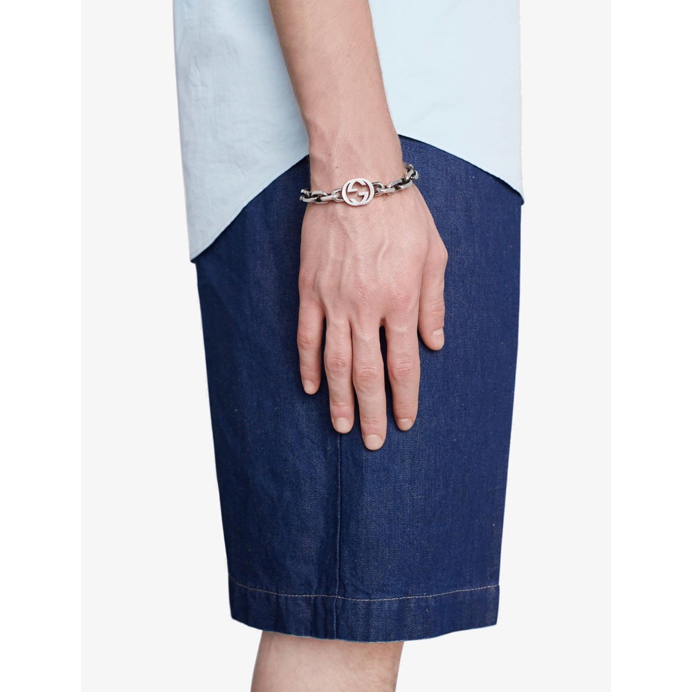 Gucci 純銀Interlocking G手鏈-細節圖2