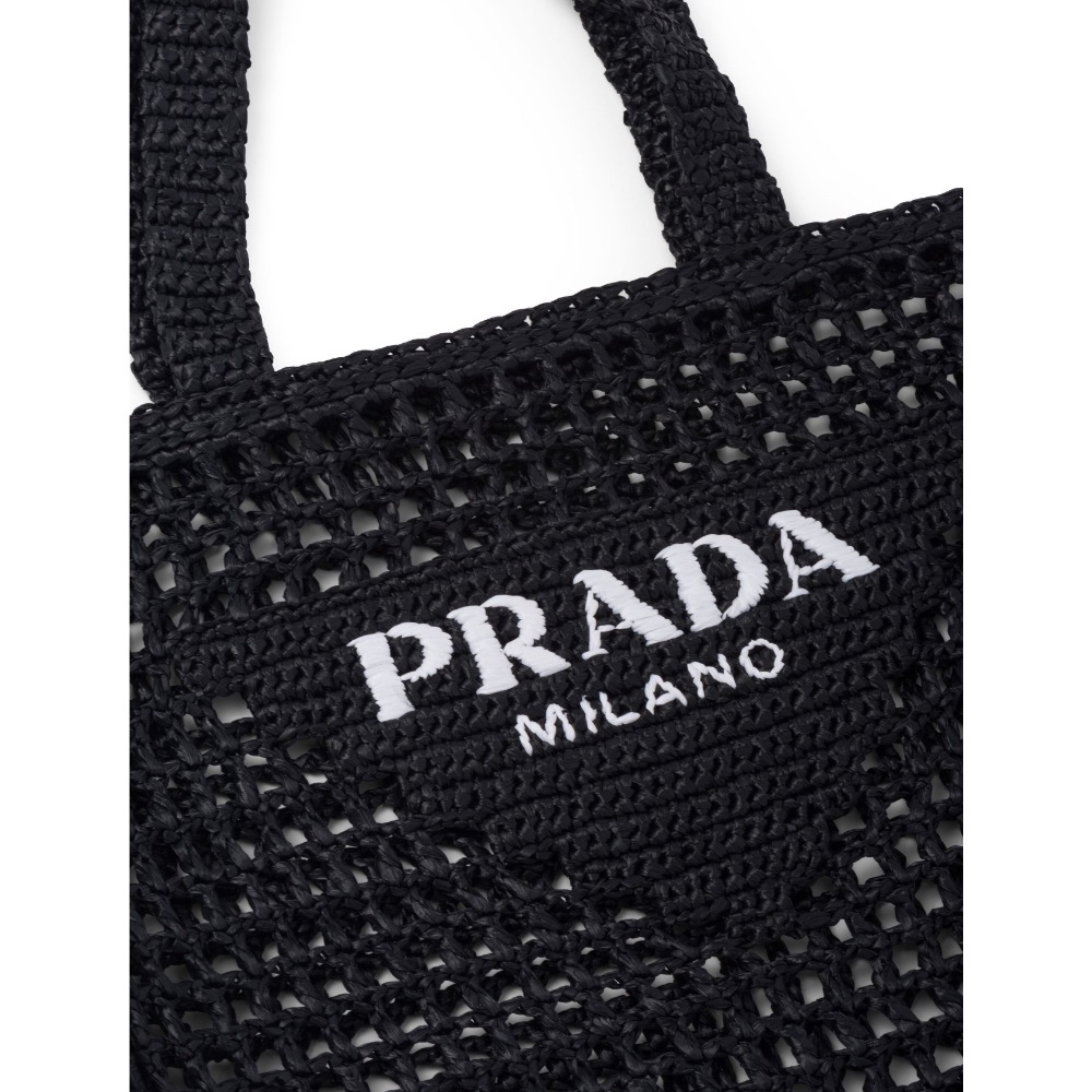 PRADA logo拉菲草編織手袋-細節圖4