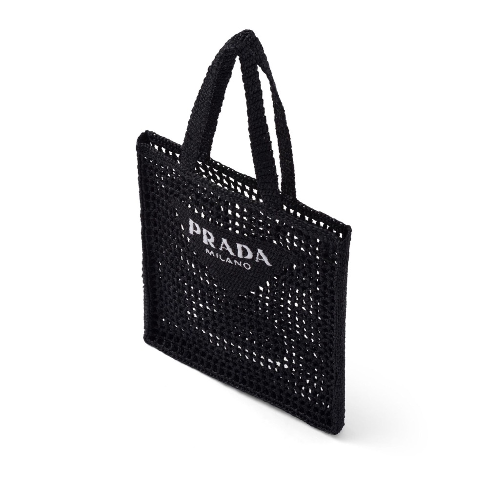 PRADA logo拉菲草編織手袋-細節圖5