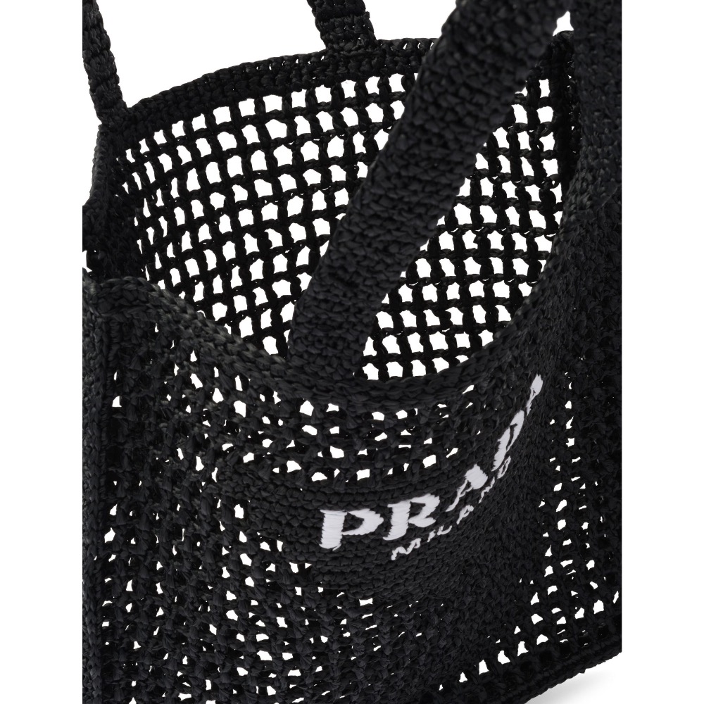 PRADA logo拉菲草編織手袋-細節圖6