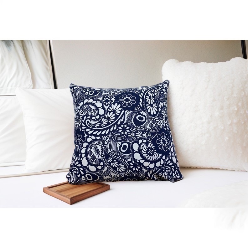 藍色圖騰抱枕-規格圖1