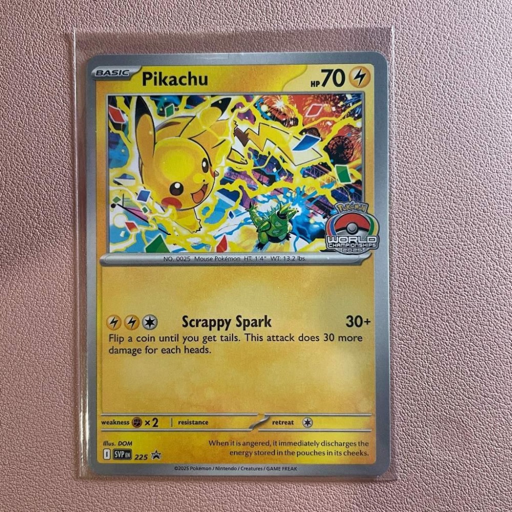 美版 國際版 2025 WCS世錦賽限定 特典卡 皮卡丘 Pikachu SVP 225 SV時代 寶可夢卡牌-細節圖2
