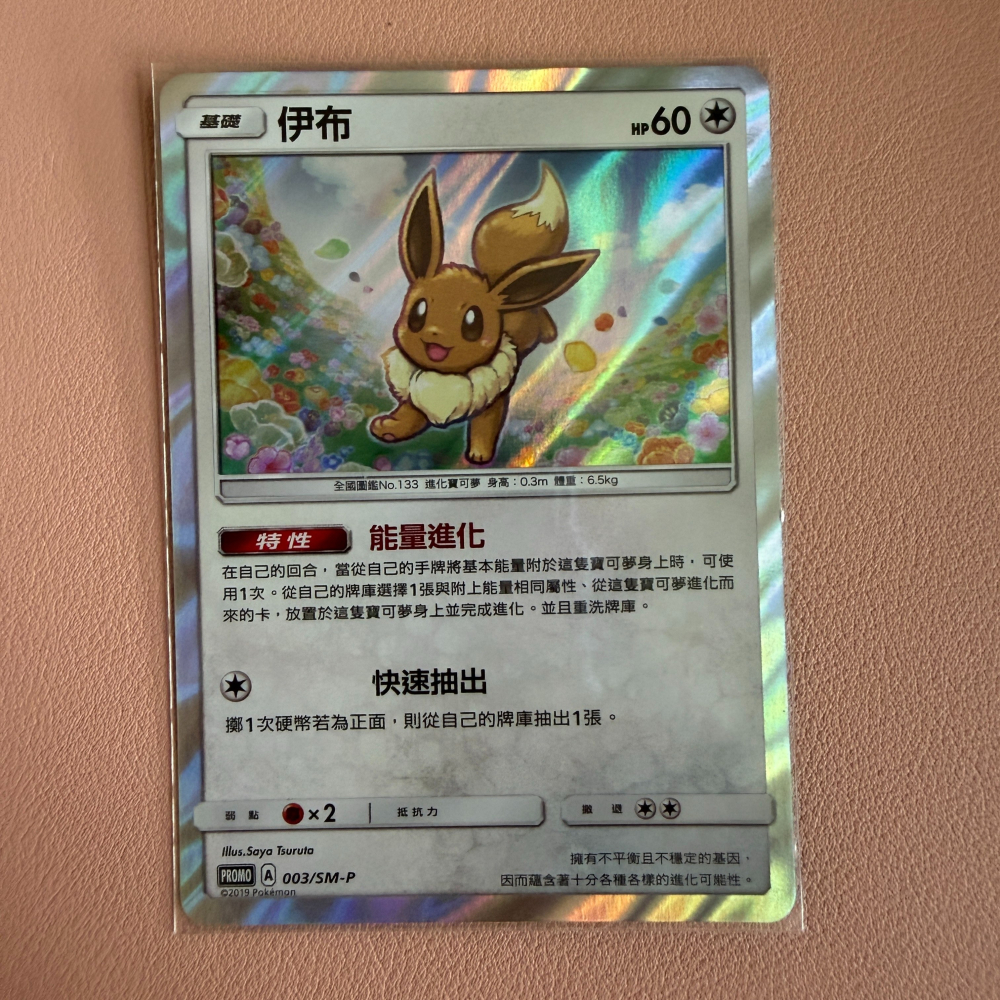 2019 繁中 伊布 003/SM-P Promo 特典卡 花海伊布 閃卡-細節圖2