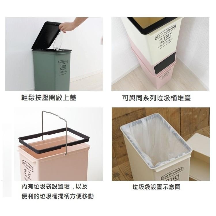 日本Like-it｜earthpiece上蓋按壓式可堆疊垃圾桶 17L 廚房 臥室 浴室 質感垃圾桶-細節圖3