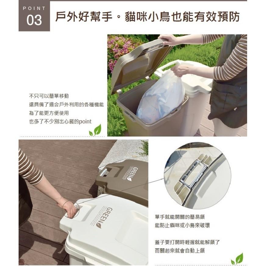 日本RISU｜GREEN 機能防臭型戶外拉桿式垃圾桶 90L-細節圖5
