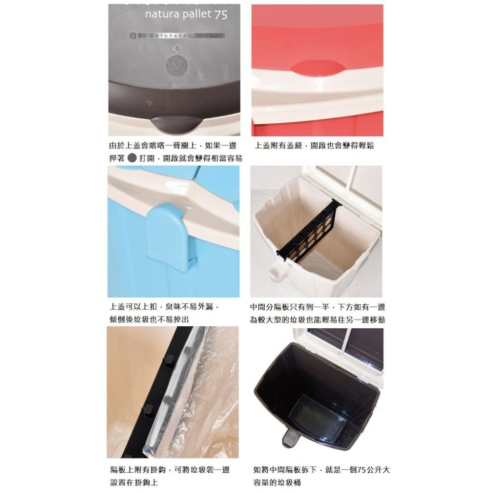 平和工業｜二分類掀蓋式垃圾桶75L-細節圖4