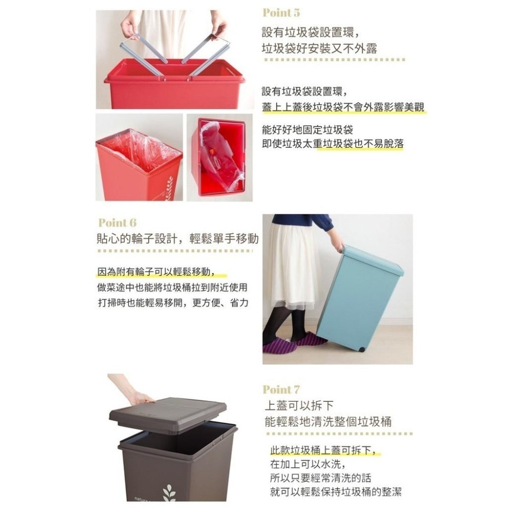 平和工業｜natura pallet 滑蓋式垃圾桶30L - 四色-細節圖5