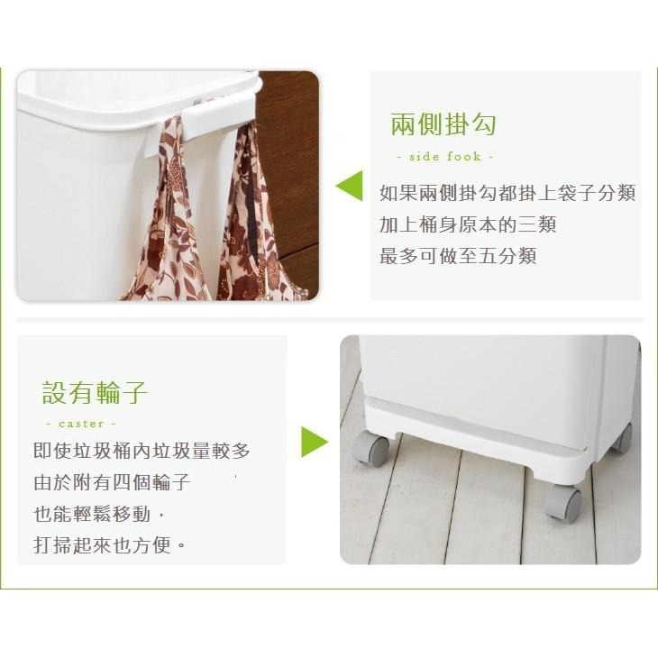 日本RISU｜H&H直立雙層分類附輪(單蓋)式垃圾桶 45L-細節圖7