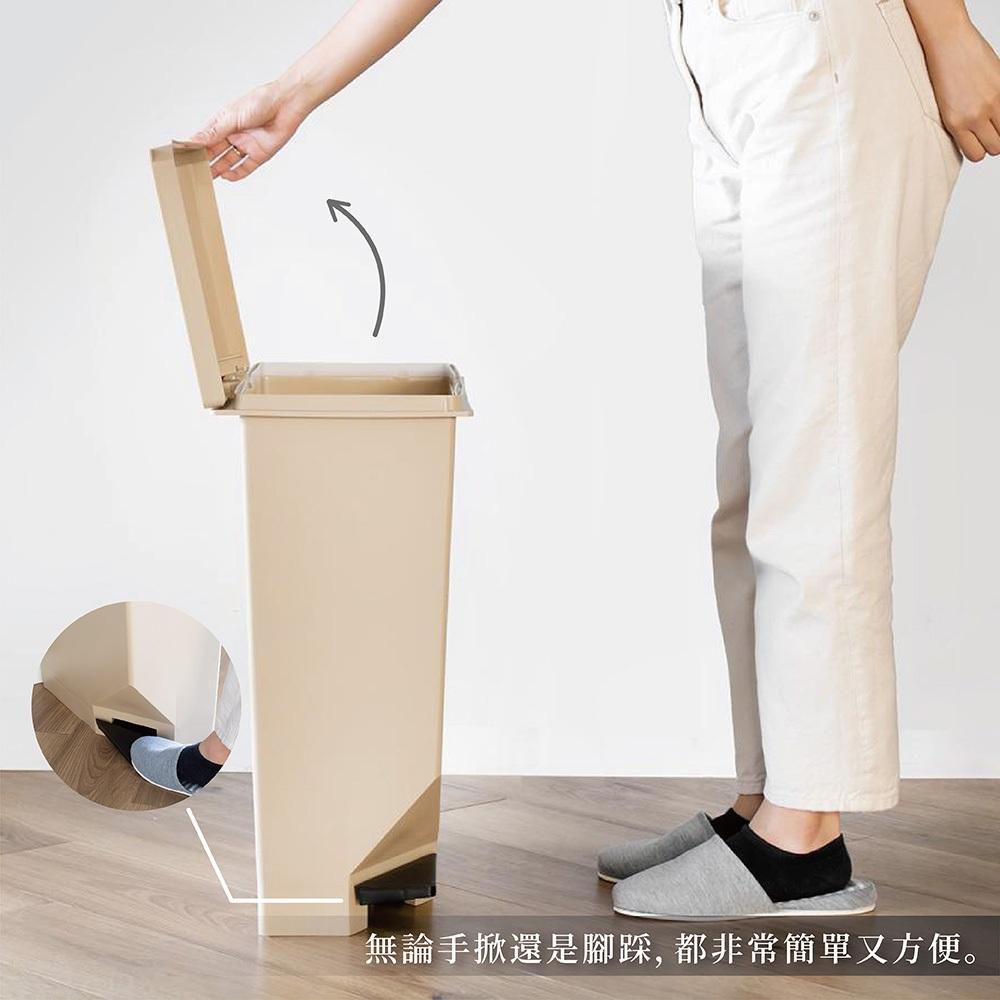 日本TONBO｜UNEED系列雙向踩踏式垃圾桶35L(大地色)-細節圖4