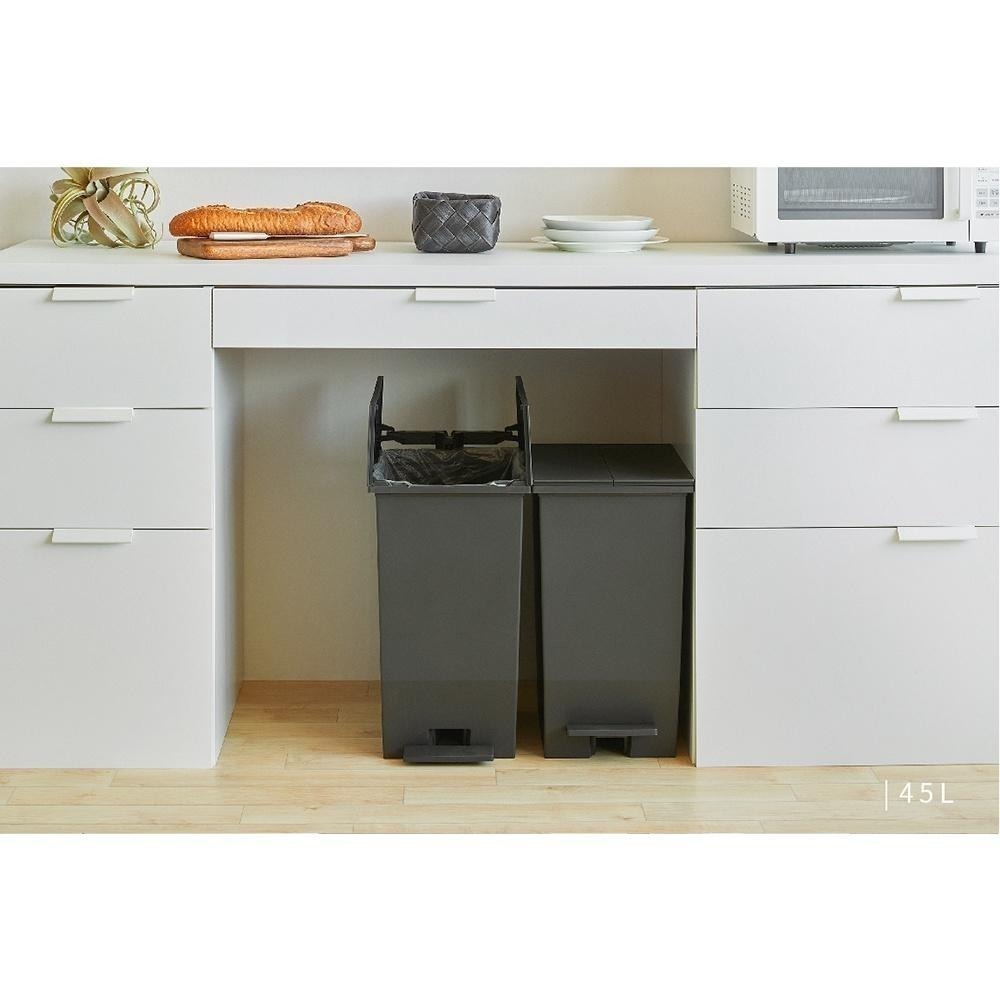 日本RISU｜H&H系列踩踏對開分類垃圾桶 45L-細節圖3