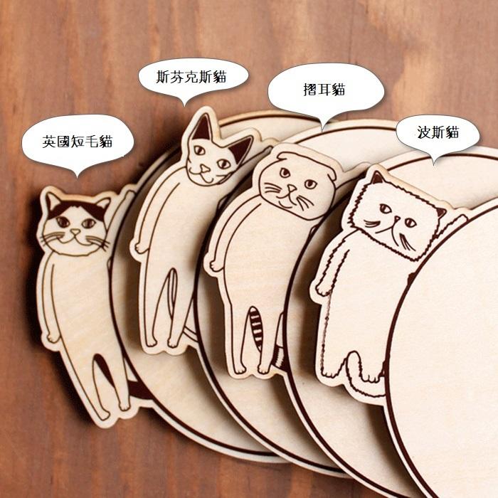 日本yamato japan｜純手工木製貓咪造型杯墊-細節圖6