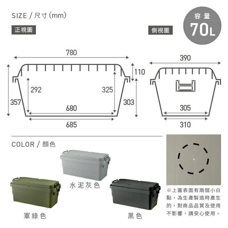 【二代款】日本RISU｜TRUNK CARGO 可堆疊多功能耐重收納箱70L-細節圖2