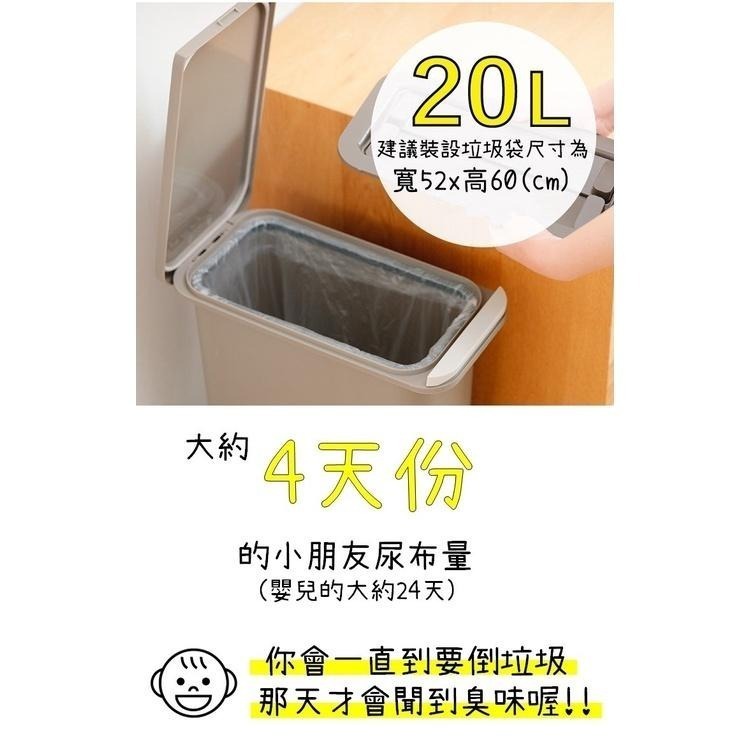 日本RISU｜H&H 雙重防臭按壓式垃圾桶20L-細節圖3