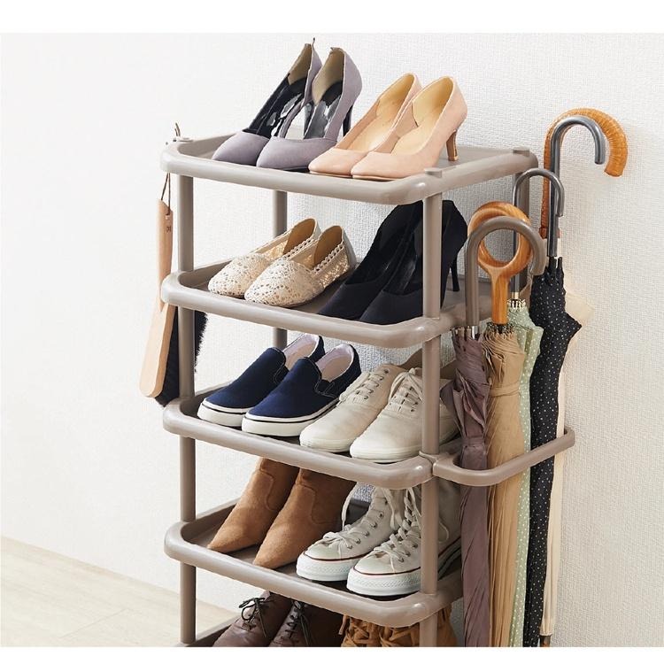 日本Like-it｜(寬版)五層鞋櫃附傘架-細節圖4