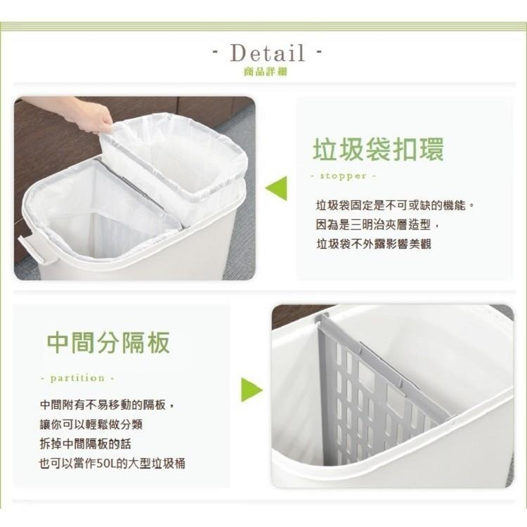 日本RISU｜(H&H系列)二分類防水垃圾桶 50L-細節圖4