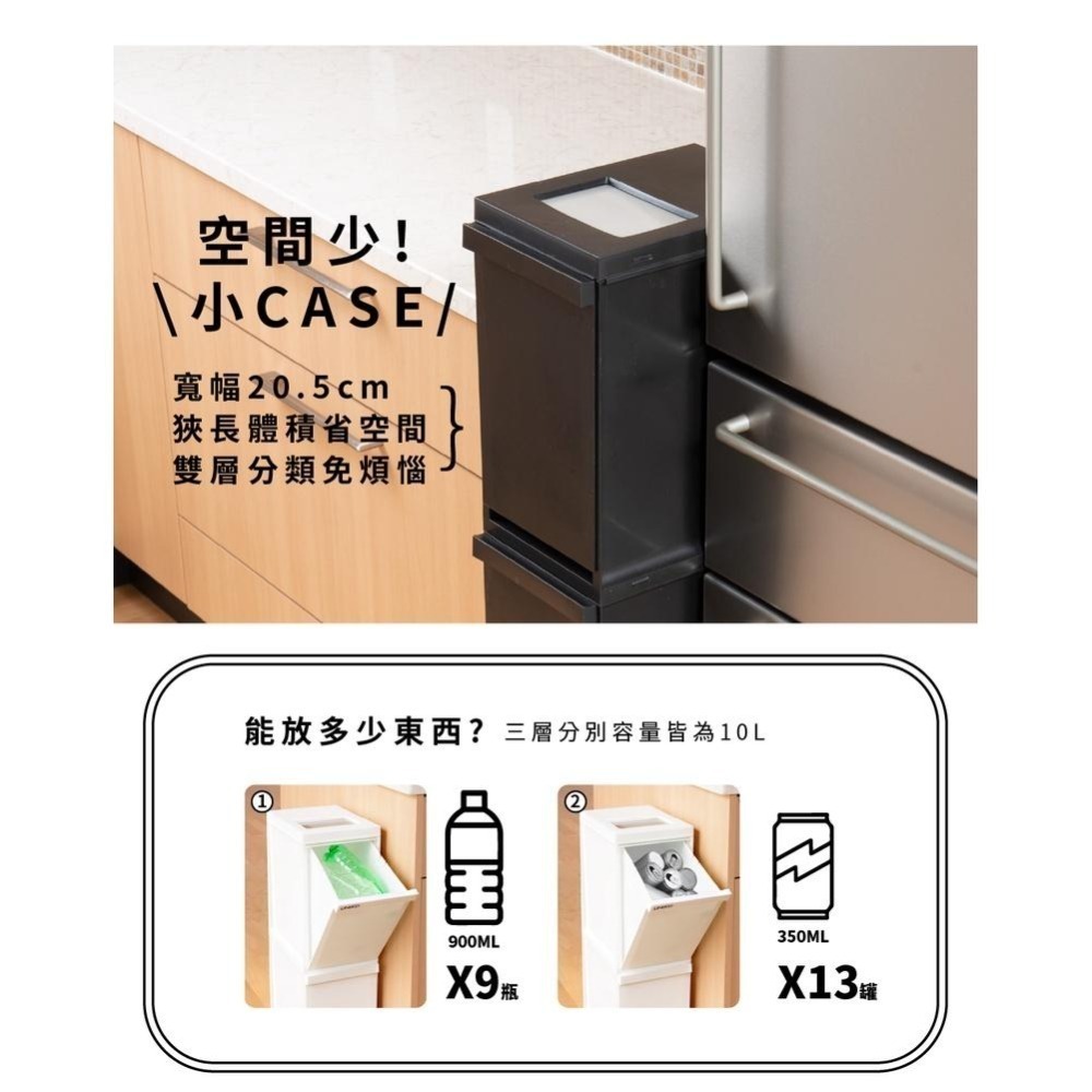 日本TONBO｜UNEED系列三層抽屜式分類垃圾桶30L-細節圖3