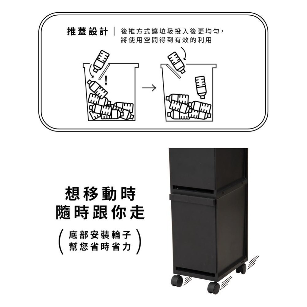 日本TONBO｜UNEED系列雙層抽屜式分類垃圾桶20L-細節圖5