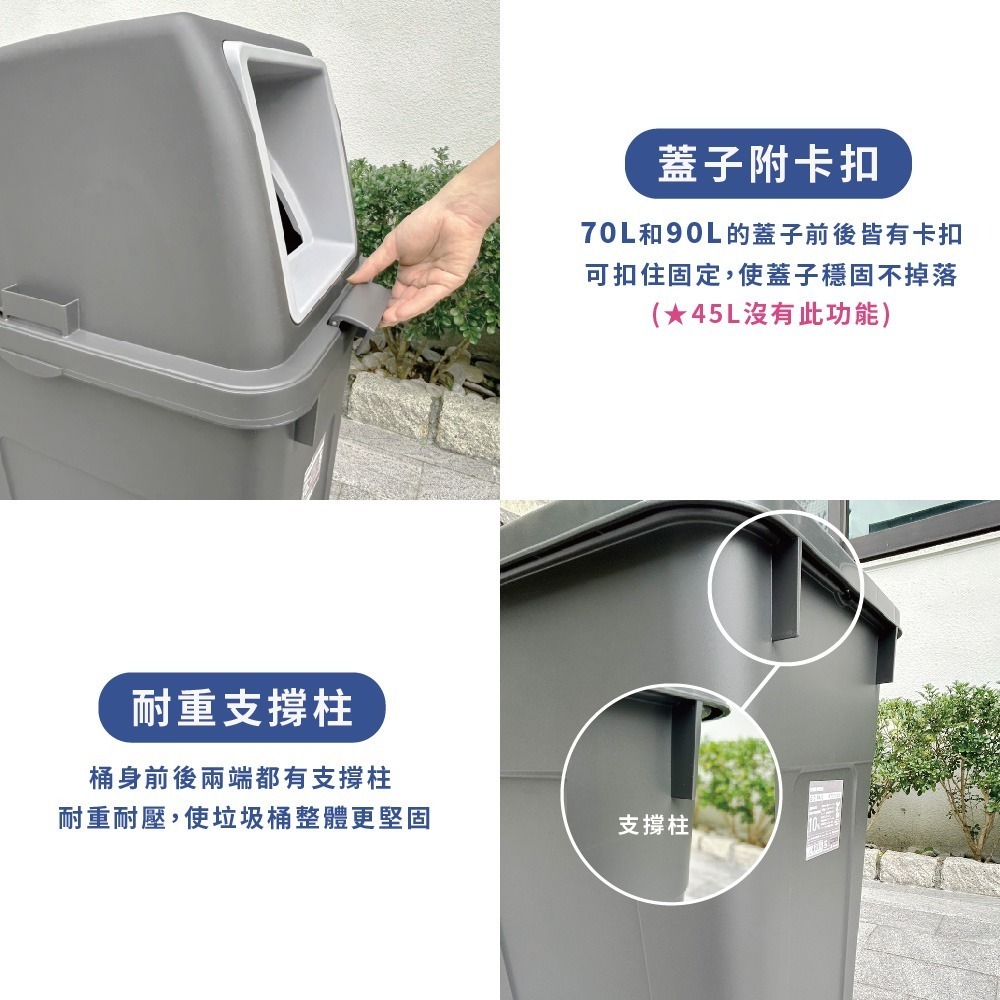日本RISU｜W&W系列 大開口/瓶罐分類垃圾桶 90L-細節圖5