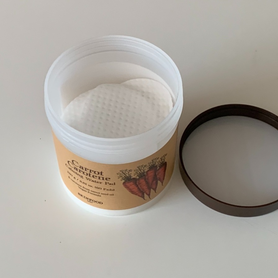 SKINFOOD｜純素胡蘿蔔鎮定爽膚棉片 純素 泛紅 舒緩 鎮定 補水 溫和 柔嫩 格狀純棉 棉片｜smnida美妝｜-細節圖3