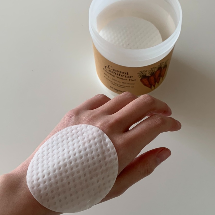 SKINFOOD｜純素胡蘿蔔鎮定爽膚棉片 純素 泛紅 舒緩 鎮定 補水 溫和 柔嫩 格狀純棉 棉片｜smnida美妝｜-細節圖4