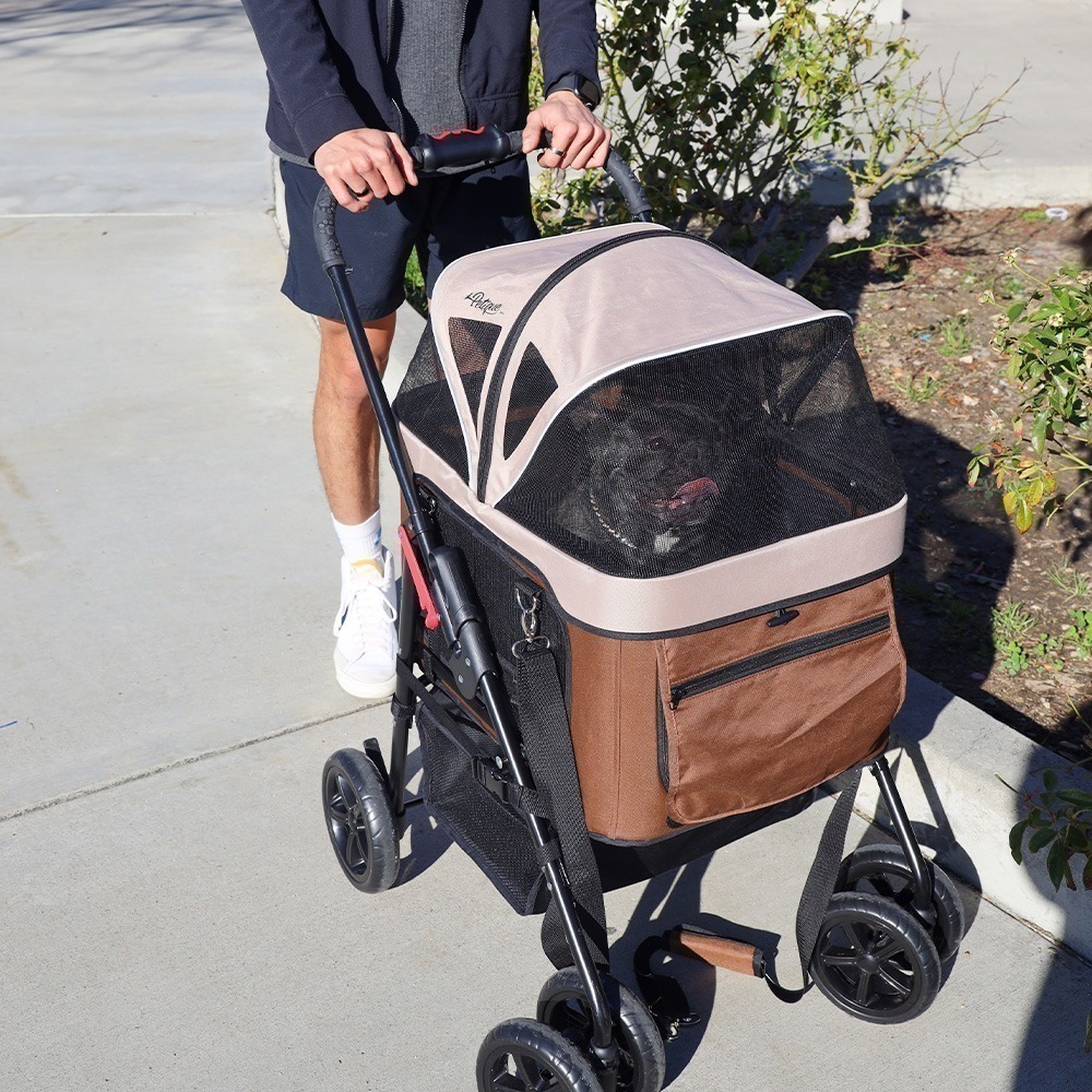 💥 超值下殺！【四合一多功能】高鐵小巴 🚄 分離式寵物推車（棕）  🐶🐱 超值特惠，搶購中！-細節圖8
