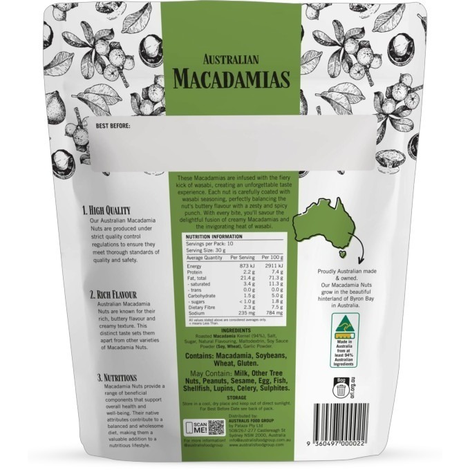 Australian Macadamias Wasabi 300g 澳州原裝進口夏威夷豆 哇莎比口味-細節圖2