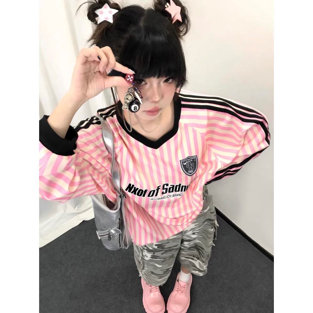 美式條紋長袖上衣-細節圖2