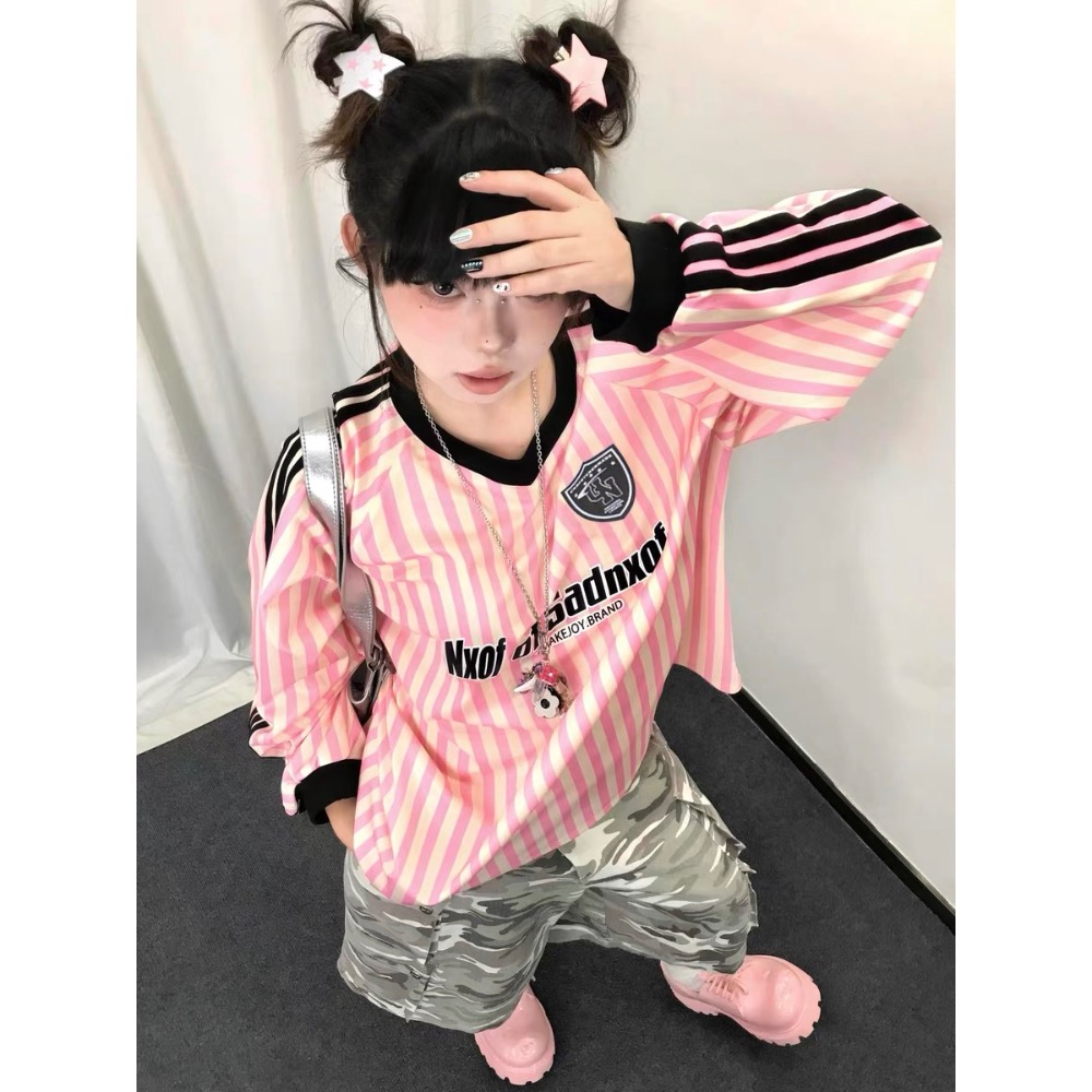 美式條紋長袖上衣-細節圖3