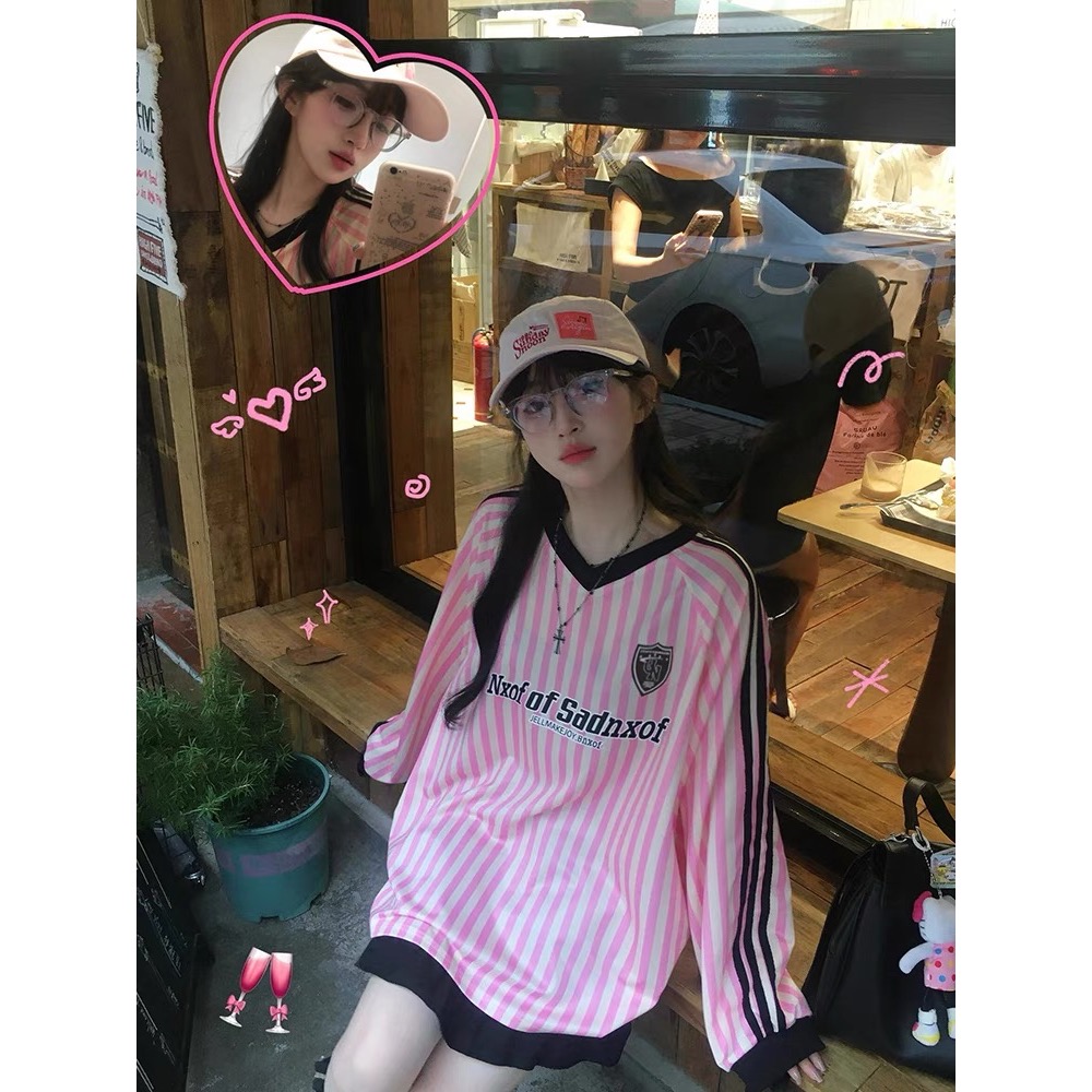 美式條紋長袖上衣-細節圖8