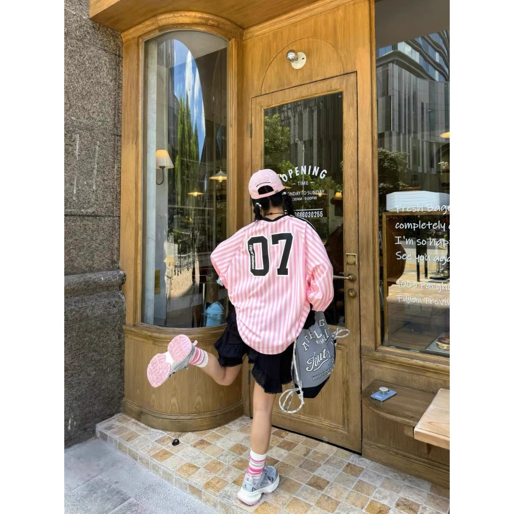 美式條紋長袖上衣-細節圖9