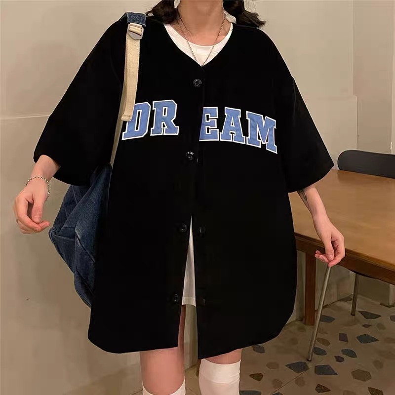 美式休閒風絨面棒球上衣短袖上衣-細節圖4