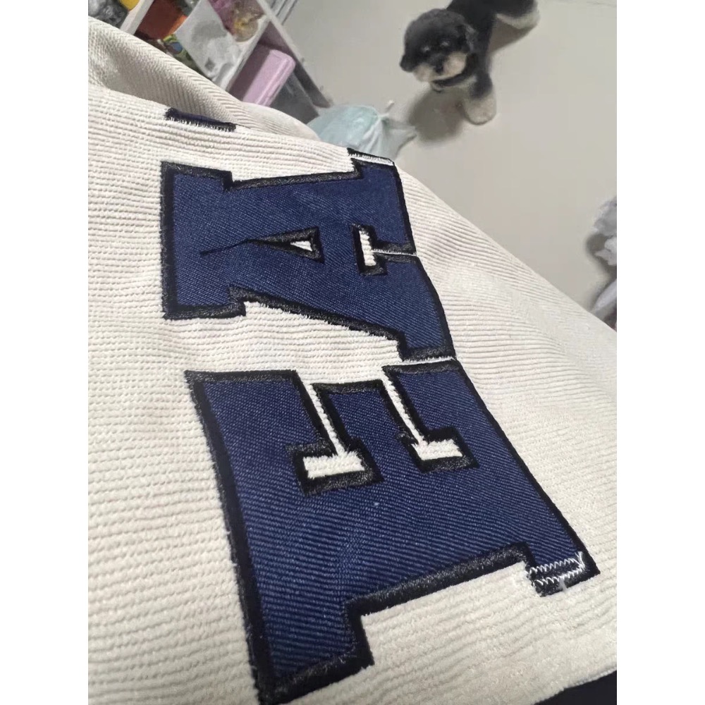 美式休閒風絨面棒球上衣短袖上衣-細節圖5