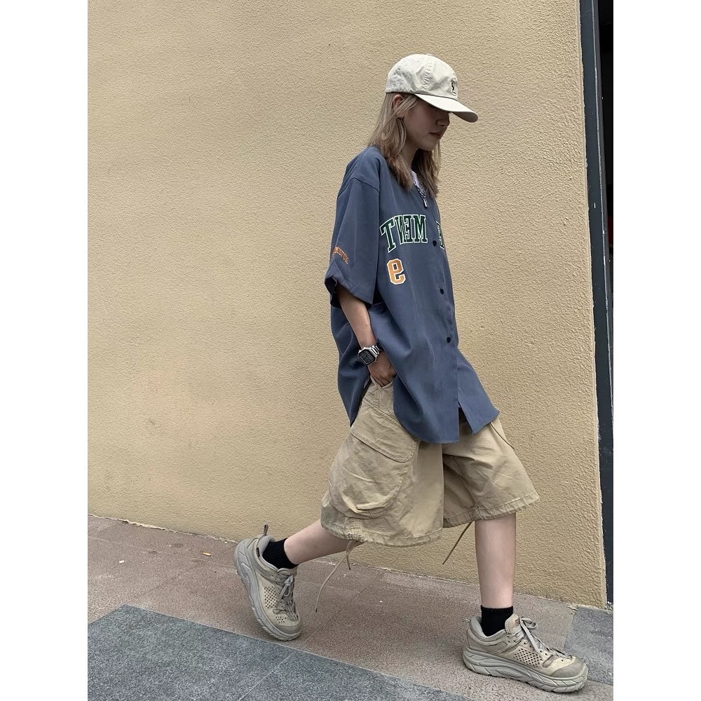 美式休閒風棒球上衣短袖上衣-細節圖2