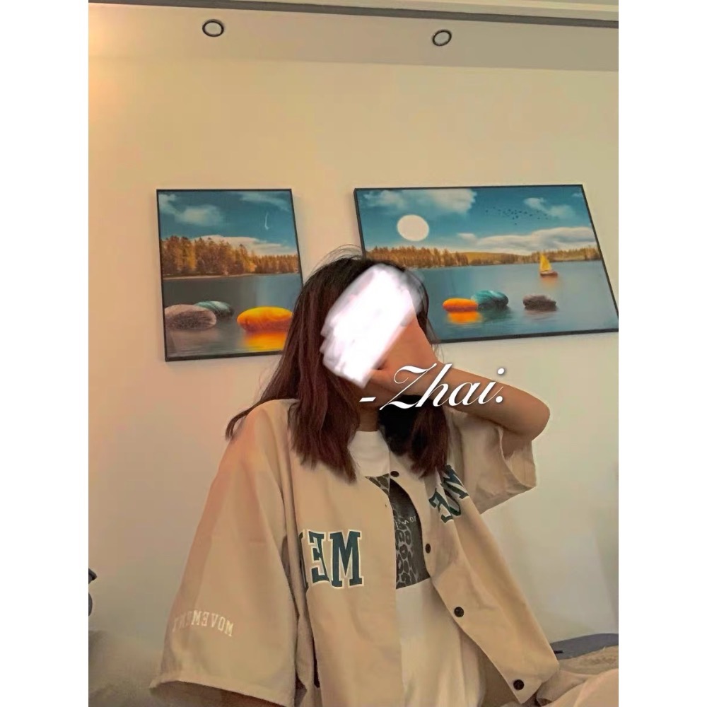 美式休閒風棒球上衣短袖上衣-細節圖8